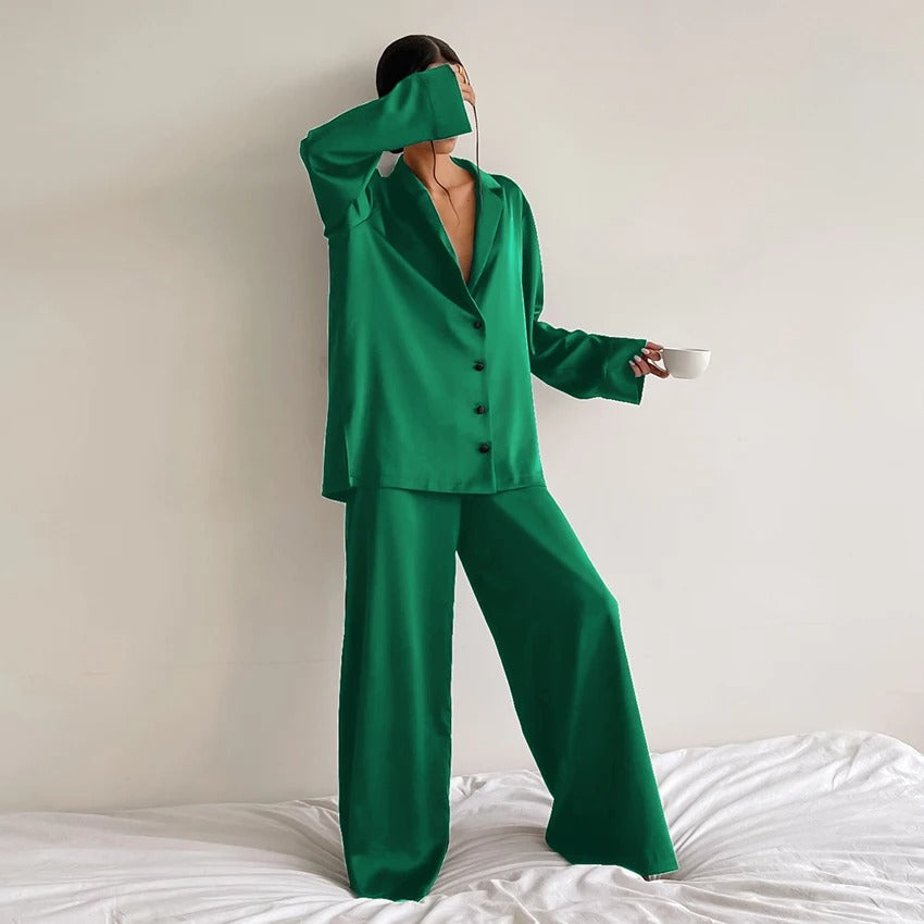 Laroche™ | Élégance Satinée Ensemble de Pyjama Oversized