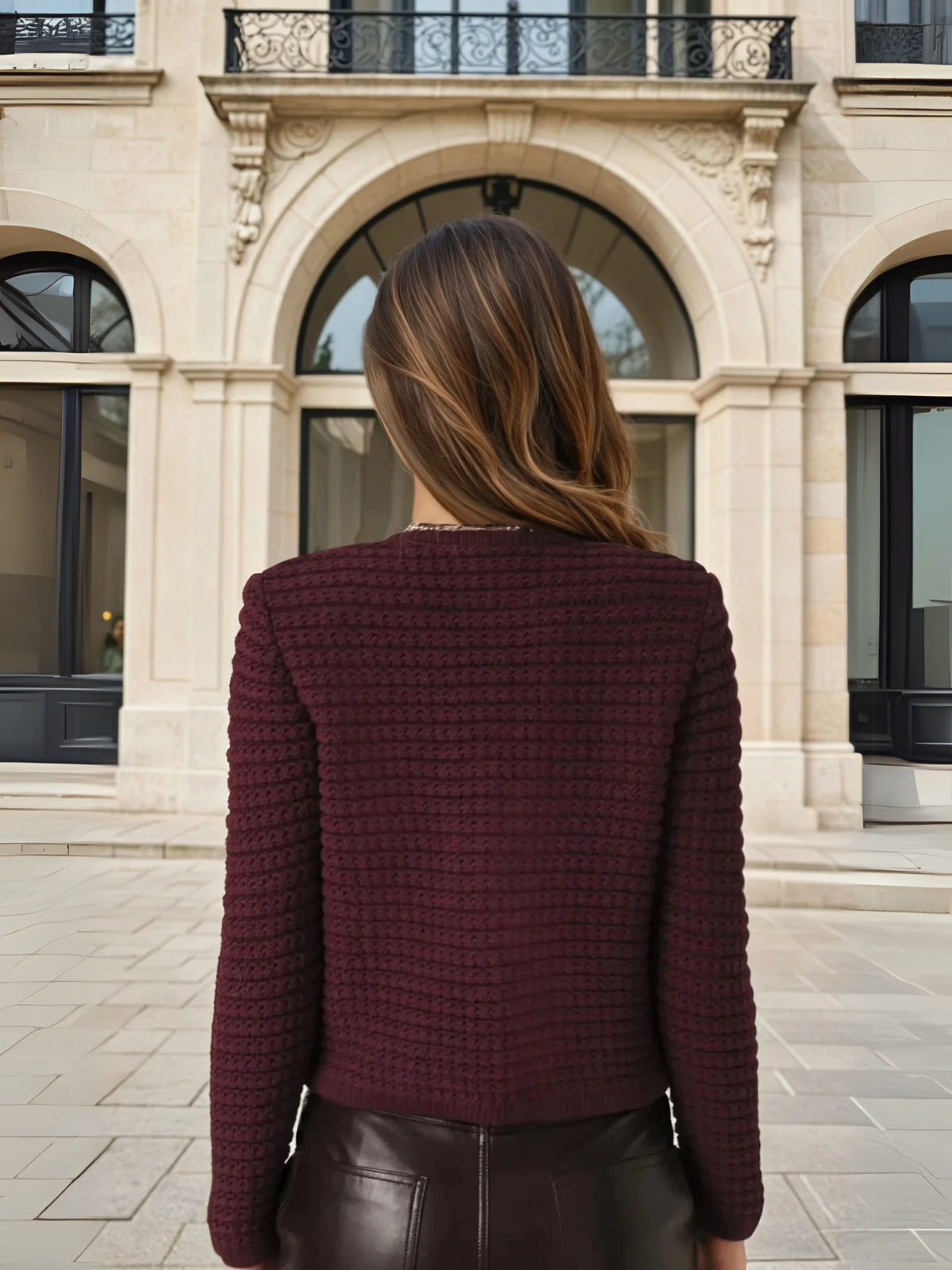 Laroche™ | Cardigan Tricoté Bordeaux à Manches Longues