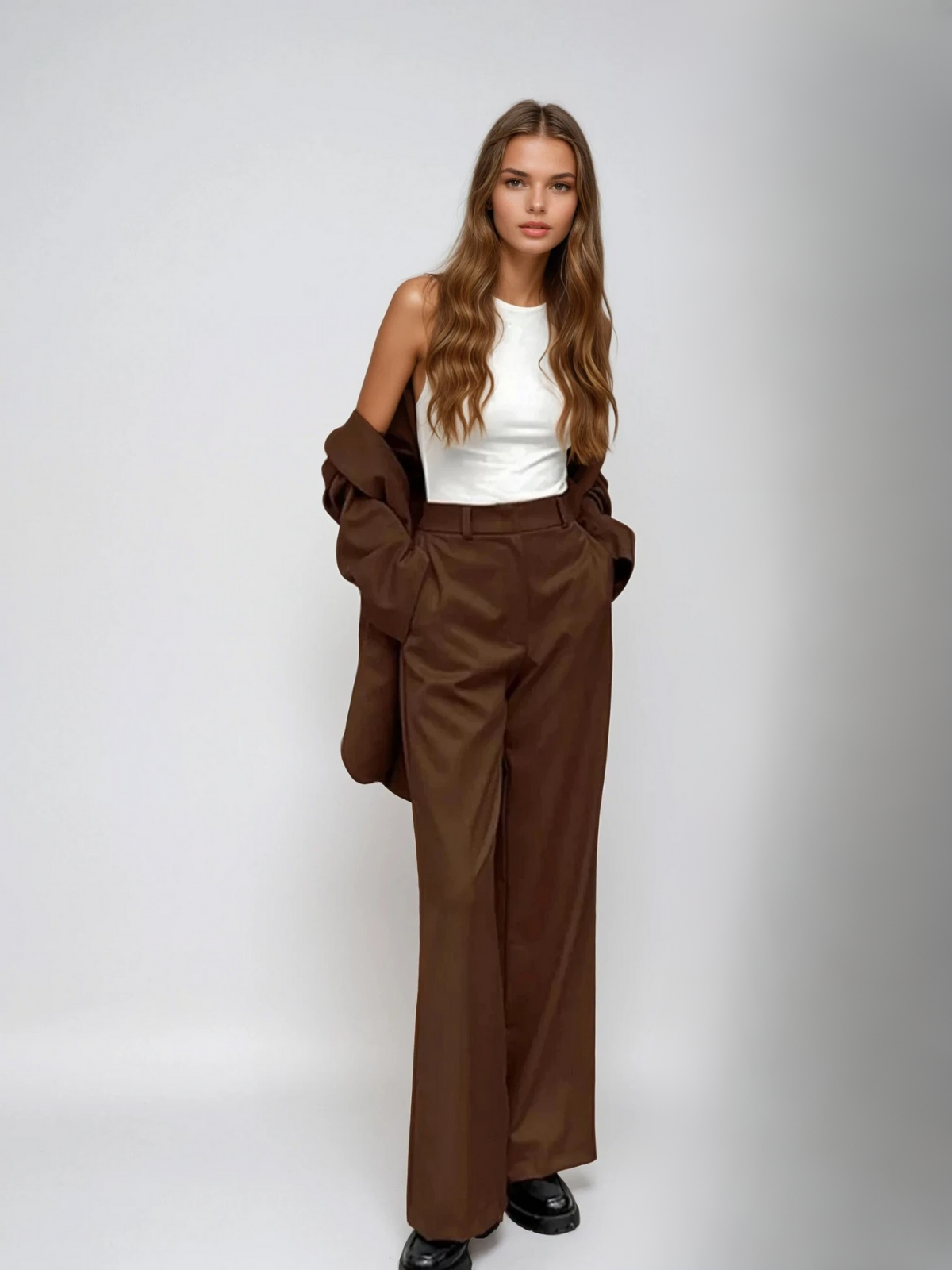 Laroche™ | Ensemble Blazer Vintage Mocha & Pantalons Large