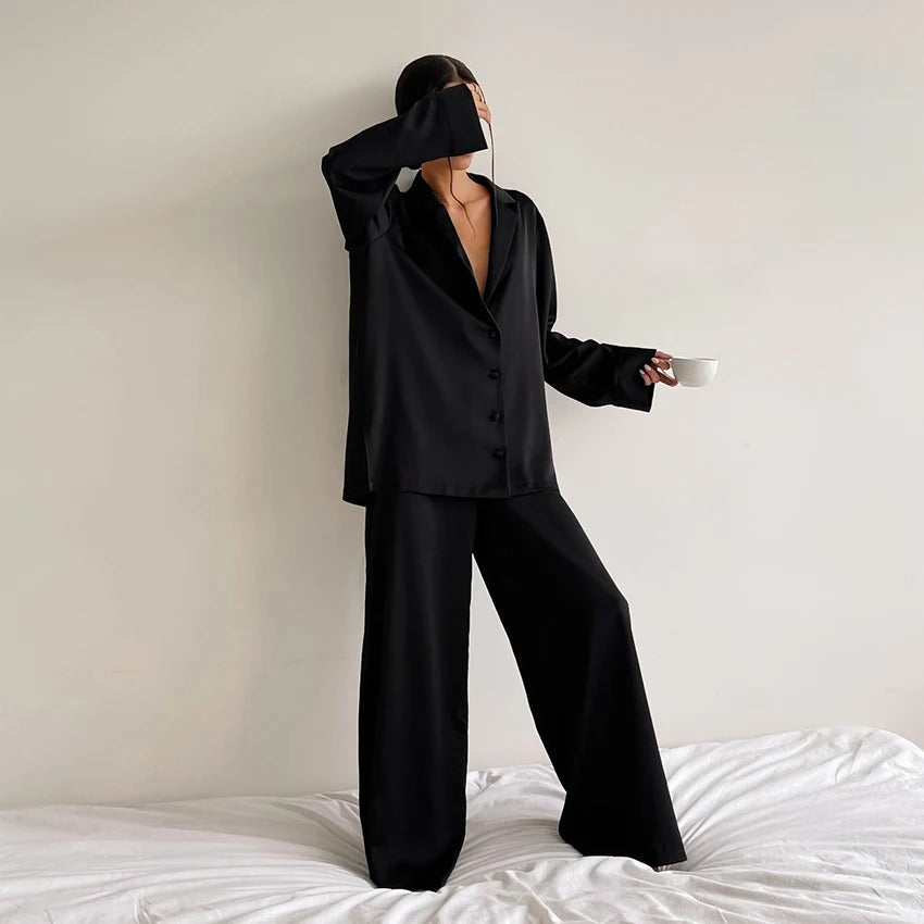 Laroche™ | Élégance Satinée Ensemble de Pyjama Oversized