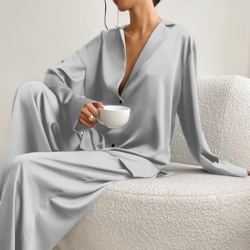 Laroche™ | Élégance Satinée Ensemble de Pyjama Oversized