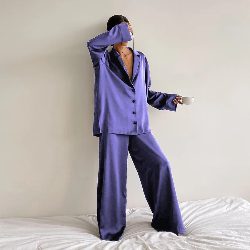 Laroche™ | Élégance Satinée Ensemble de Pyjama Oversized