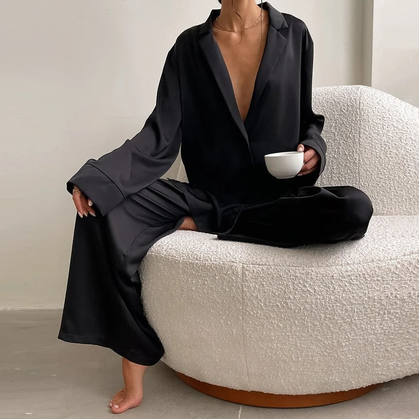 Laroche™ | Élégance Satinée Ensemble de Pyjama Oversized