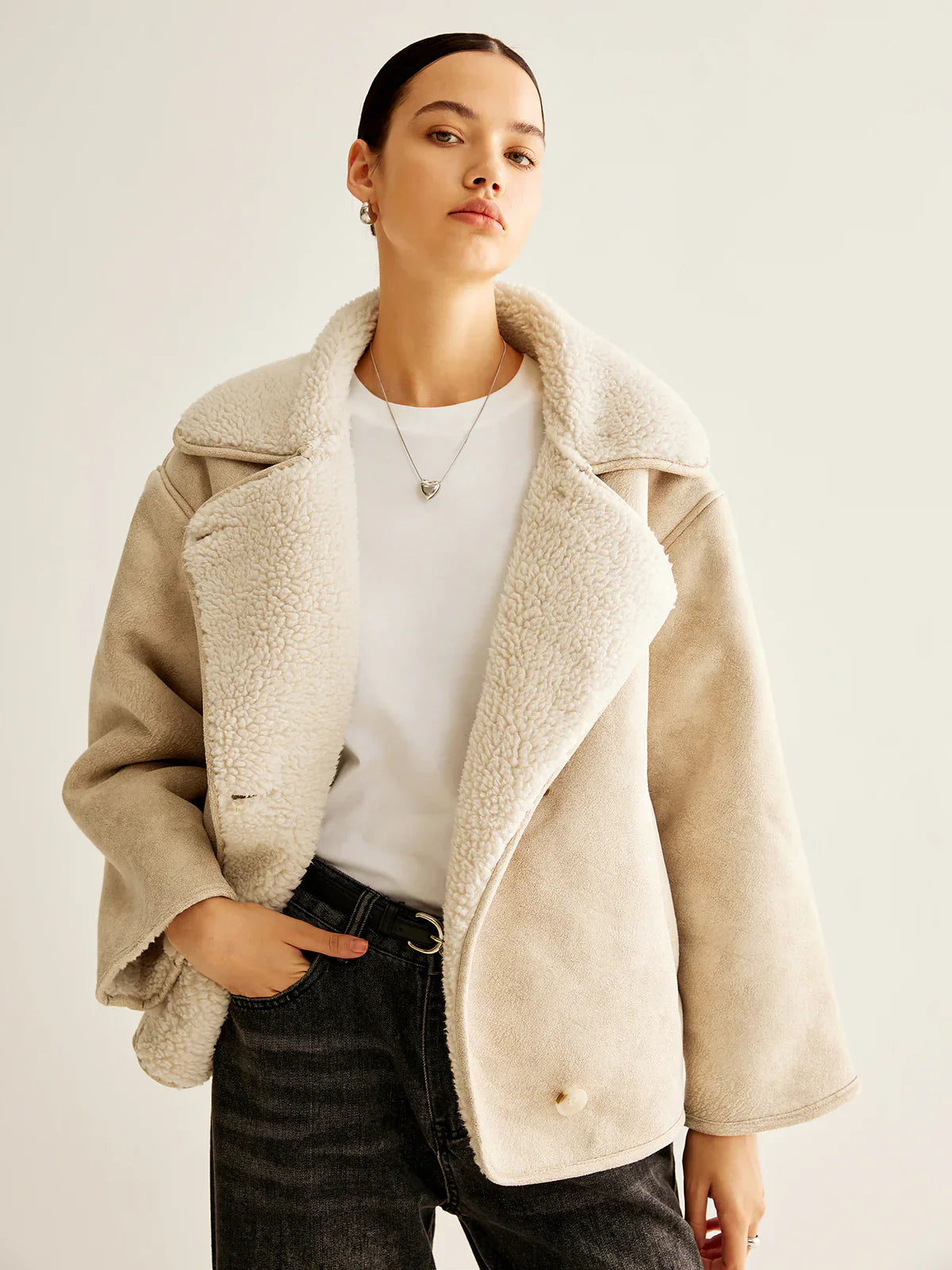 Laroche™ | Veste en polaire mélangé cachemire avec boutons