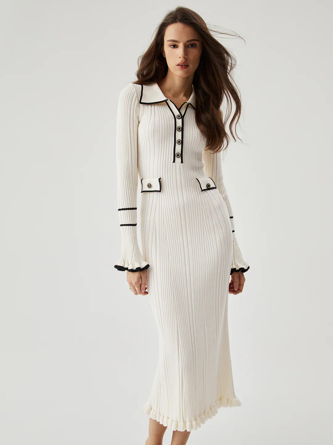 Laroche™ | Robe Midi à Volants de Style Oldmoney