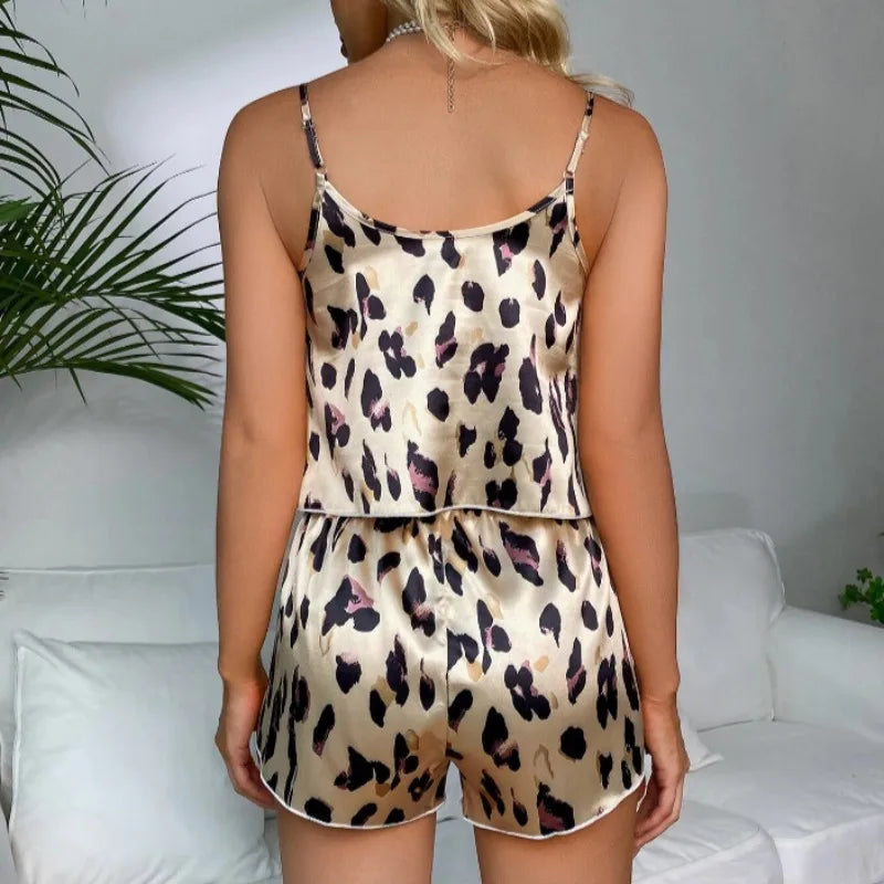 Laroche™ | Pyjama en Soie pour Femmes avec Imprimé Léopard