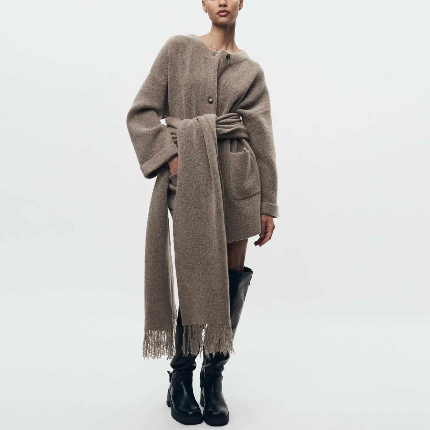 Laroche™ | Gilet/Veste Tricoté avec Écharpe