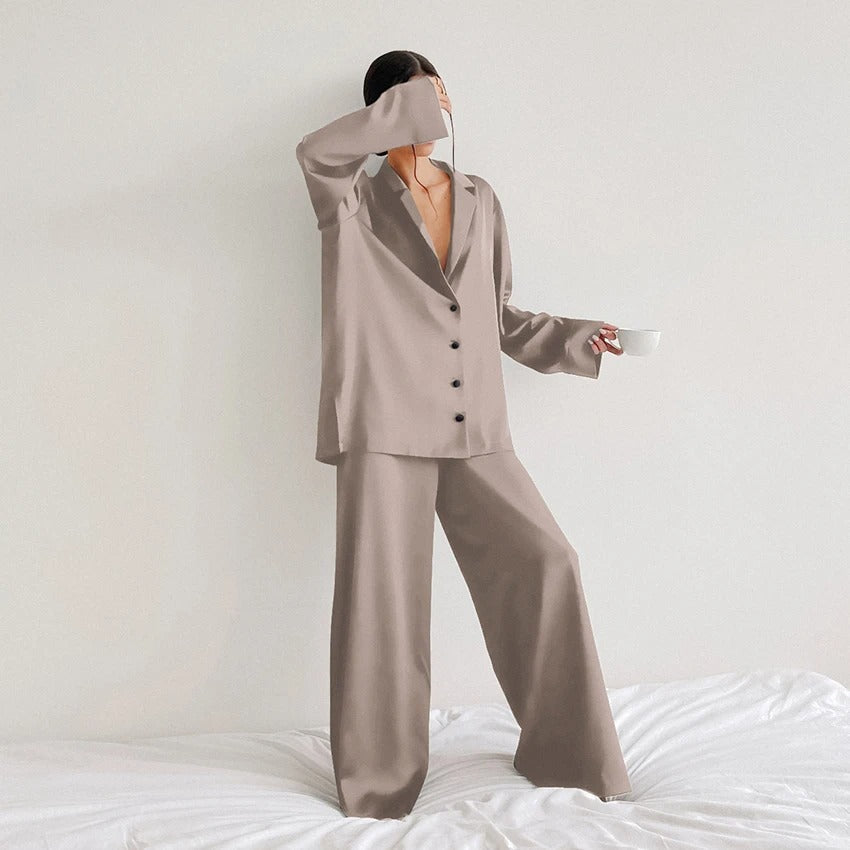 Laroche™ | Élégance Satinée Ensemble de Pyjama Oversized