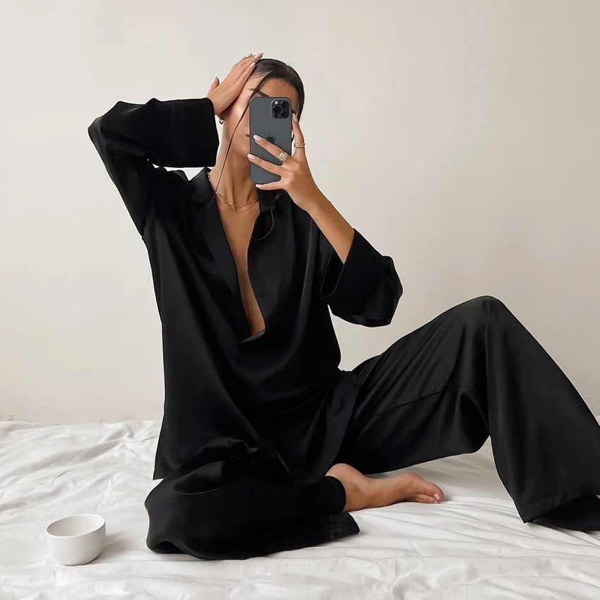 Laroche™ | Élégance Satinée Ensemble de Pyjama Oversized