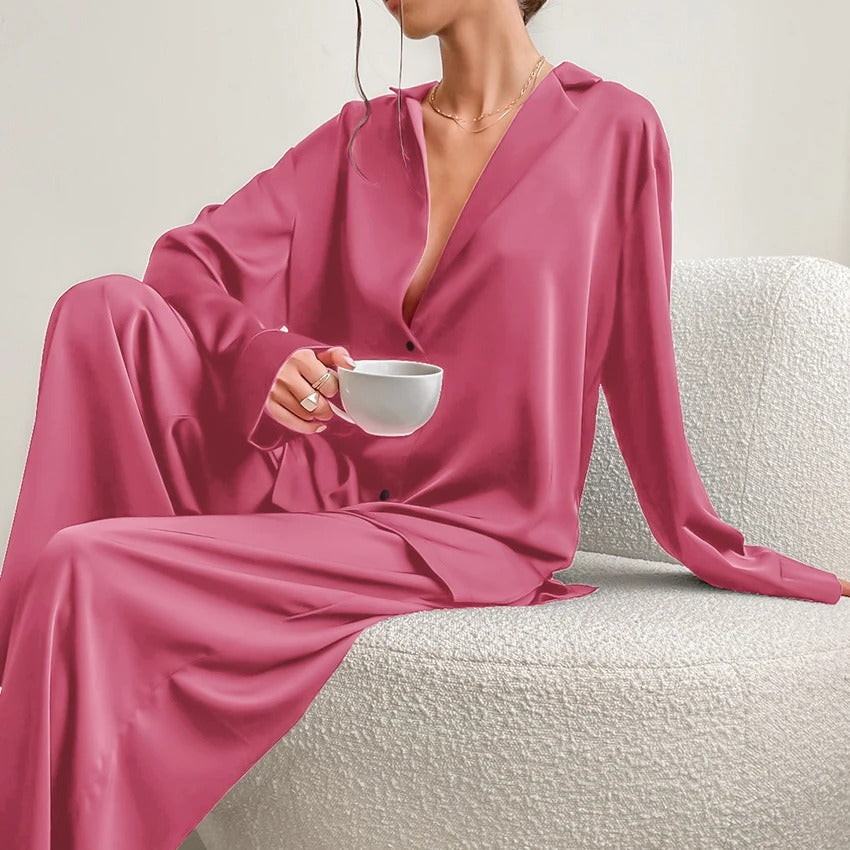 Laroche™ | Élégance Satinée Ensemble de Pyjama Oversized