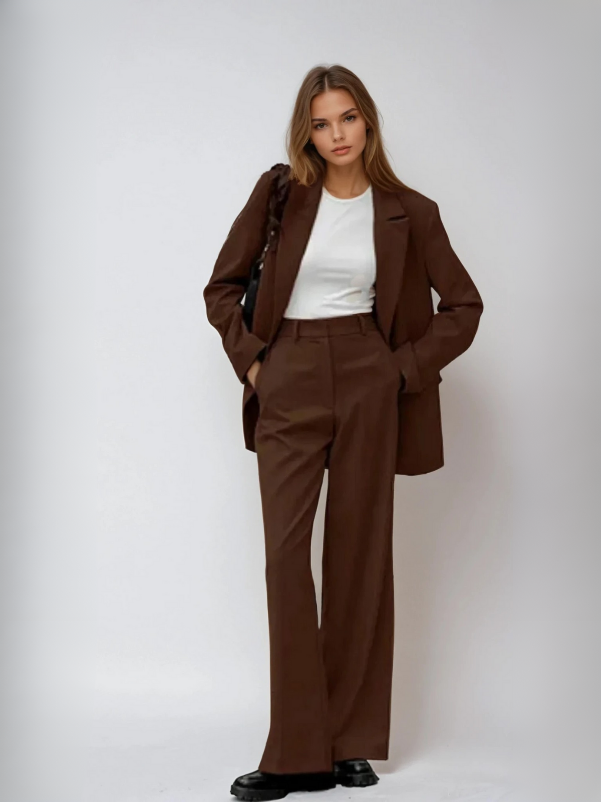 Laroche™ | Ensemble Blazer Vintage Mocha & Pantalons Large