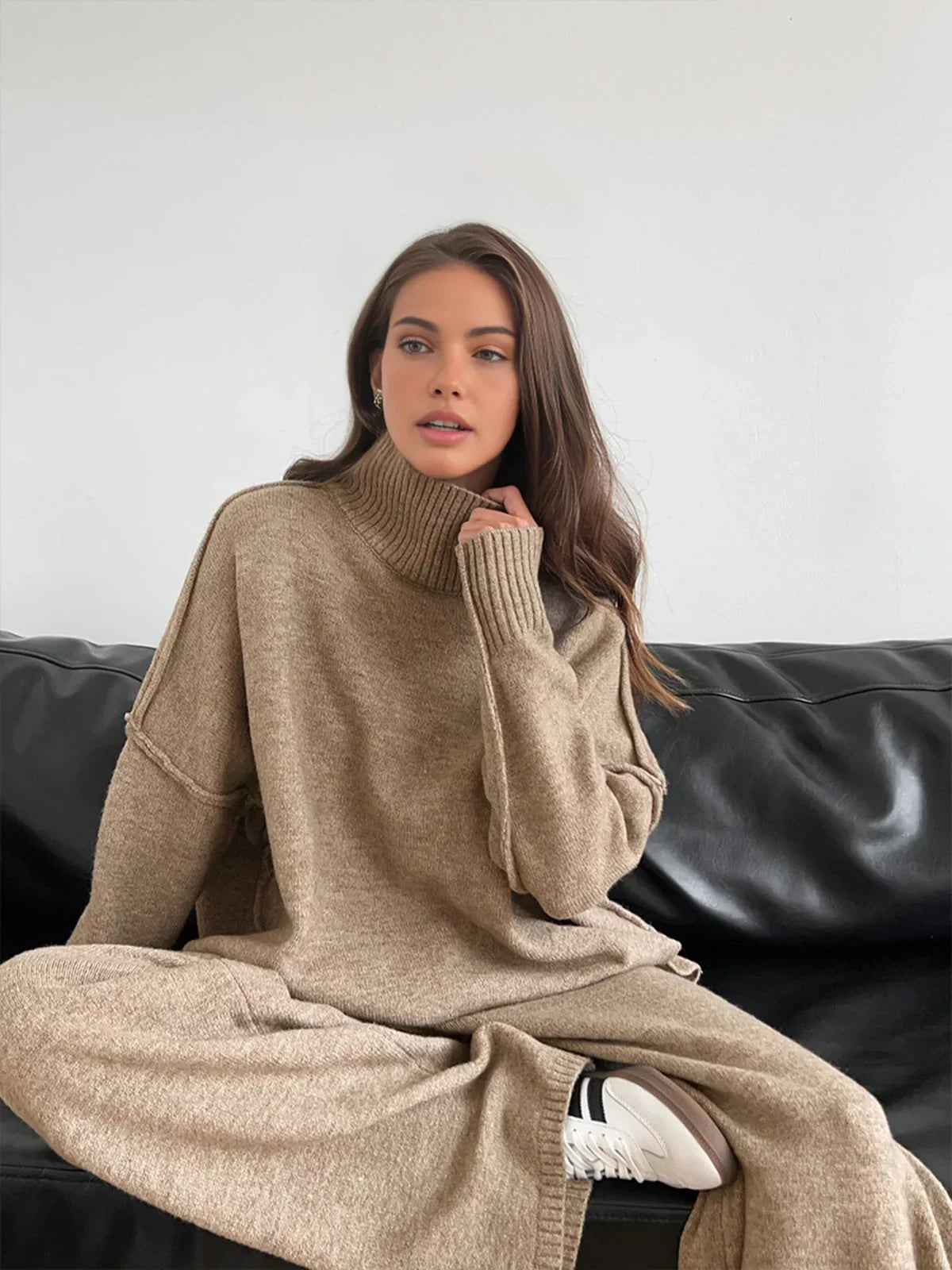 Laroche™ | Ensemble en maille à col roulé simple et pantalon