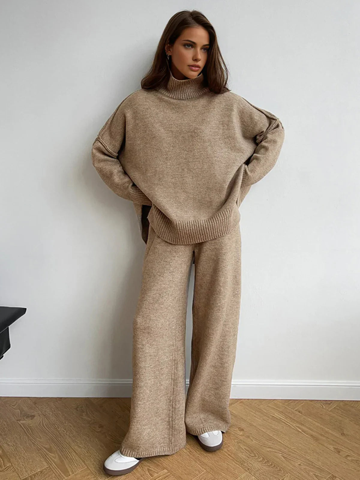 Laroche™ | Ensemble en maille à col roulé simple et pantalon