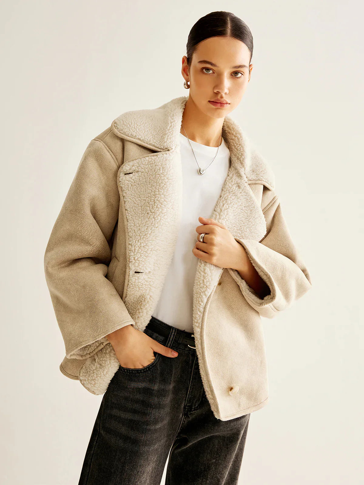 Laroche™ | Veste en polaire mélangé cachemire avec boutons