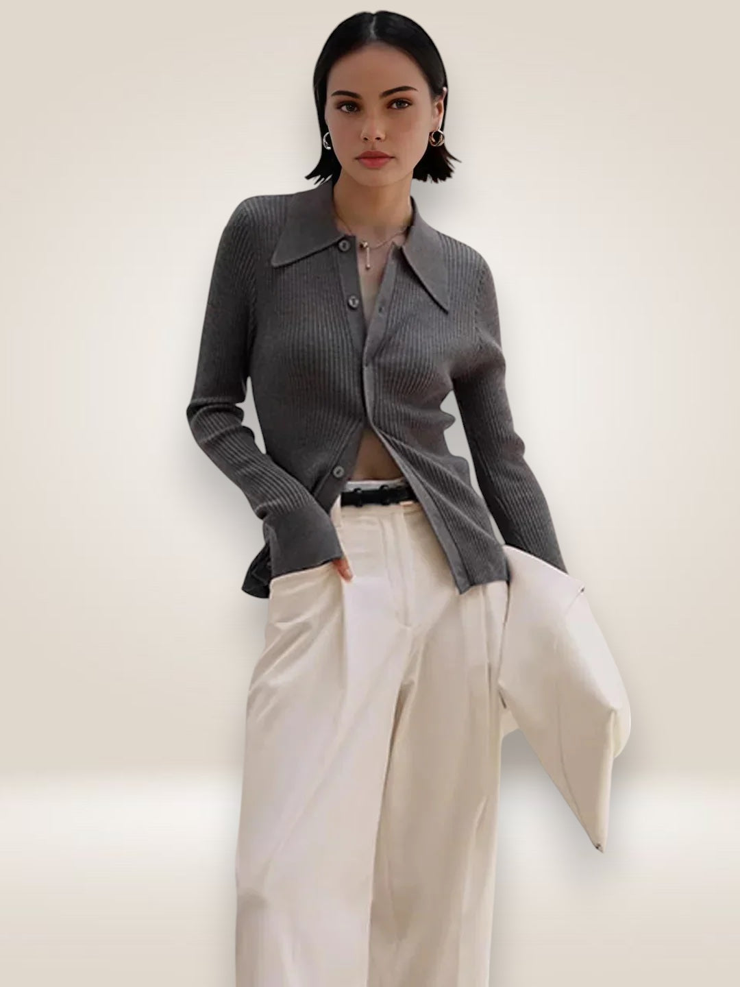 Laroche™ | Cardigan Slim à Revers Côtelé Oldmoney Style