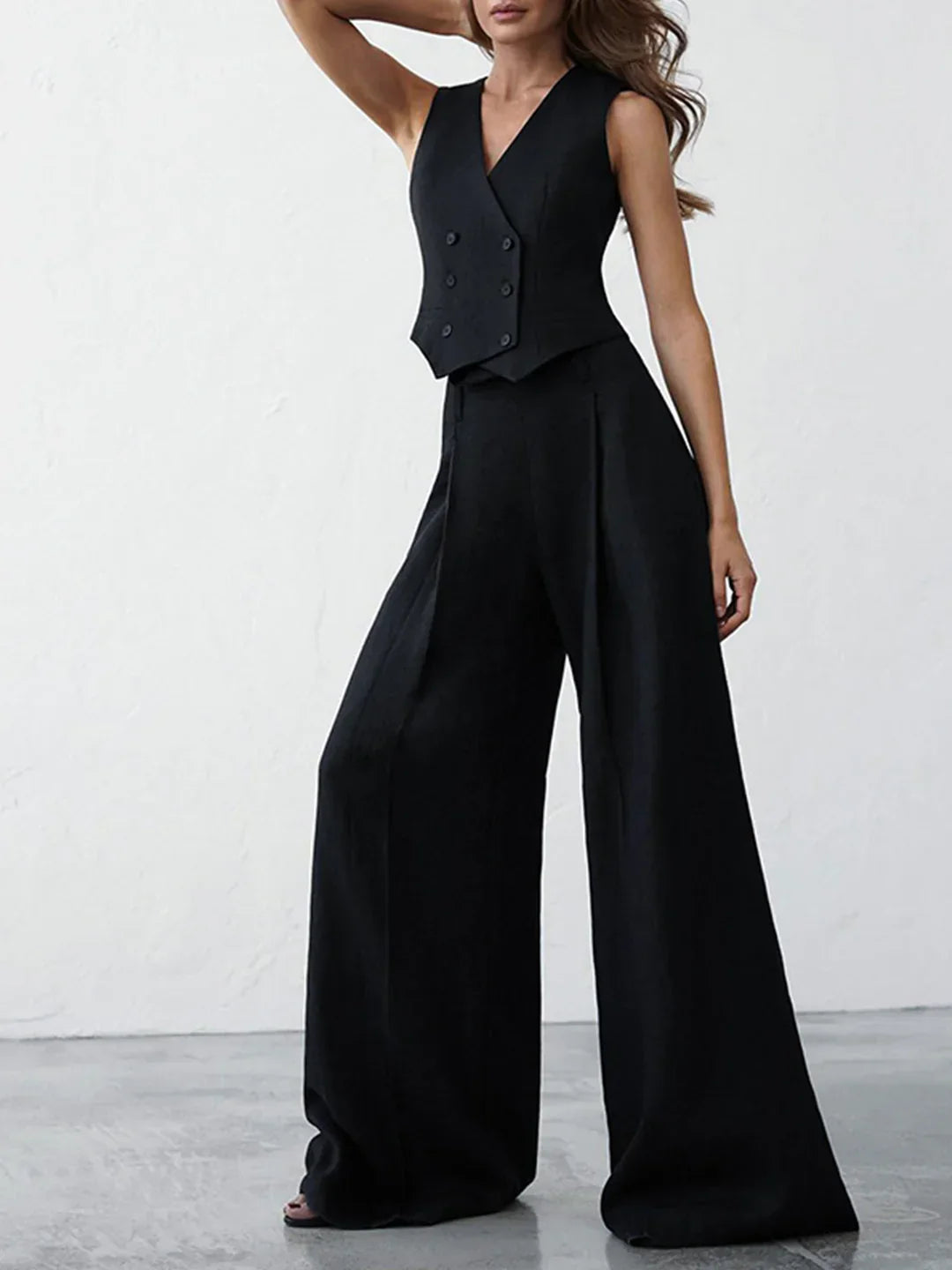 Laroche™ | Ensemble assorti de gilet et pantalon en lin au style minimaliste
